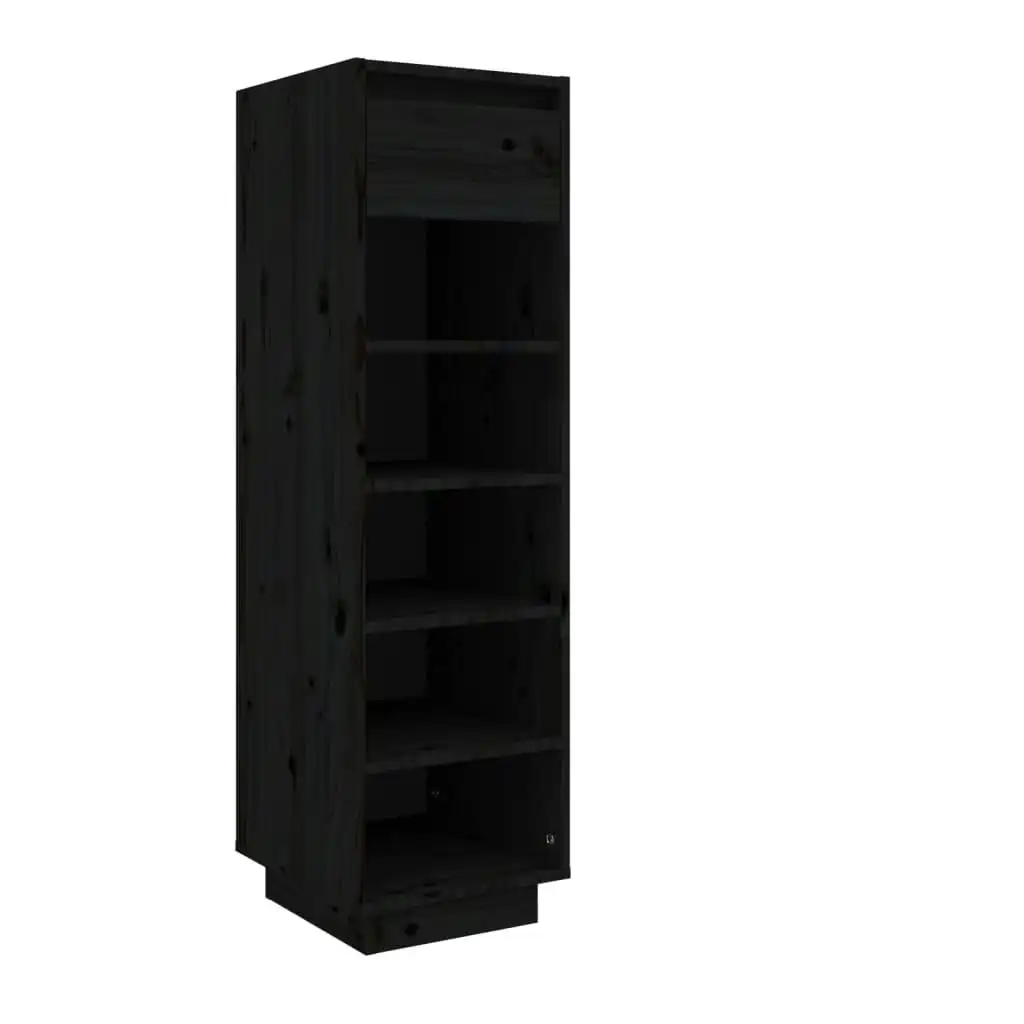 Shoe Cabinet Black 30x34x105 cm Solid Wood Pine 813559