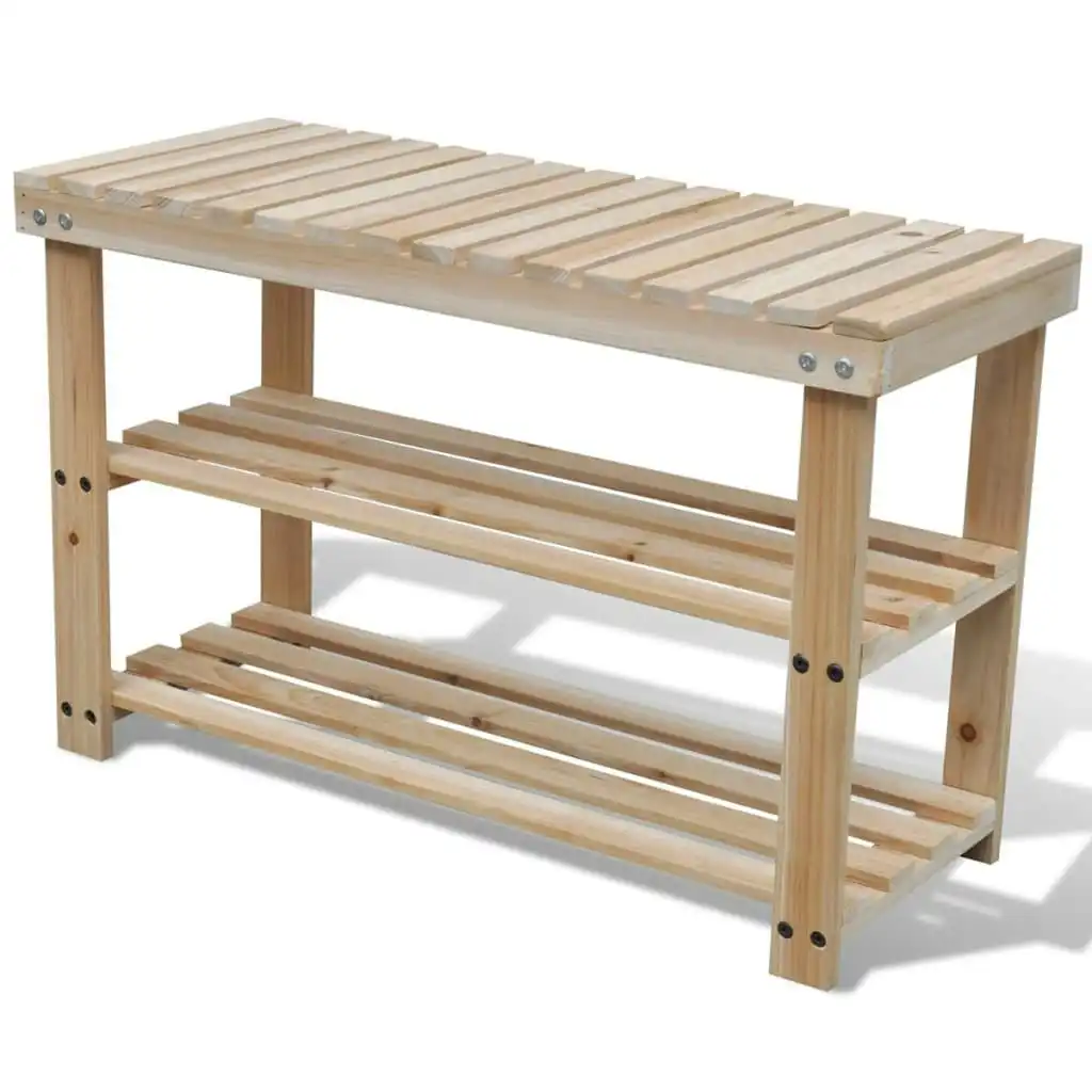 2-in-1 Shoe Rack with Bench Top Solid Fir Wood 241067