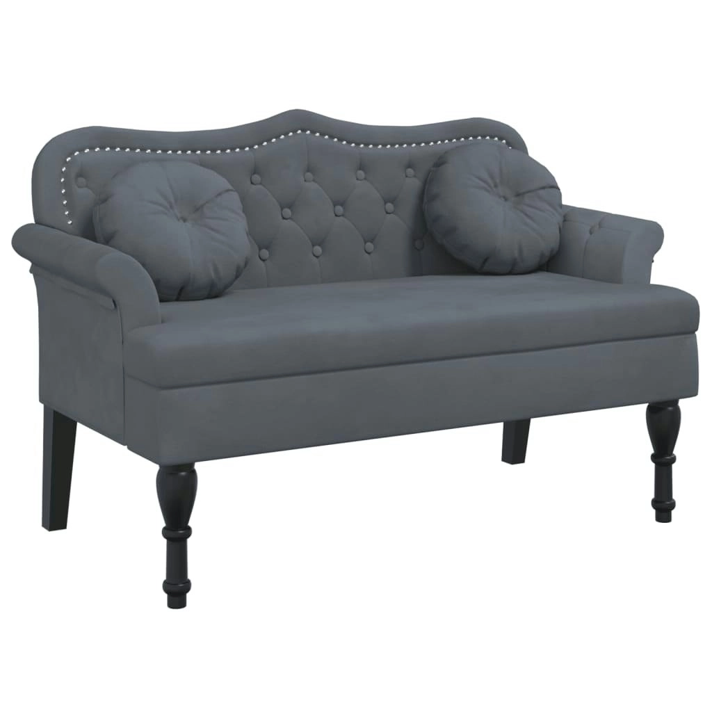 Bench with Cushions Dark Grey 120.5x65x75 cm Velvet 372141