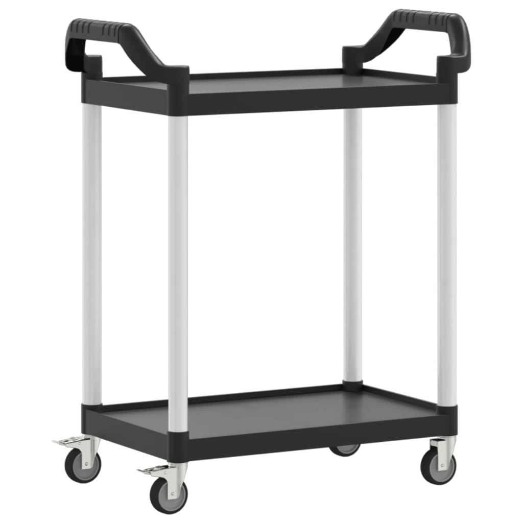 2-Tier Trolley Black 81x41x92 cm Aluminium 30326