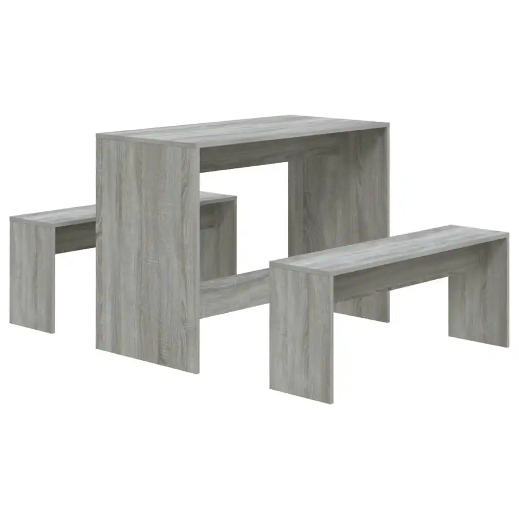 3 Piece Dining Set Grey Sonoma Engineered Wood 812970