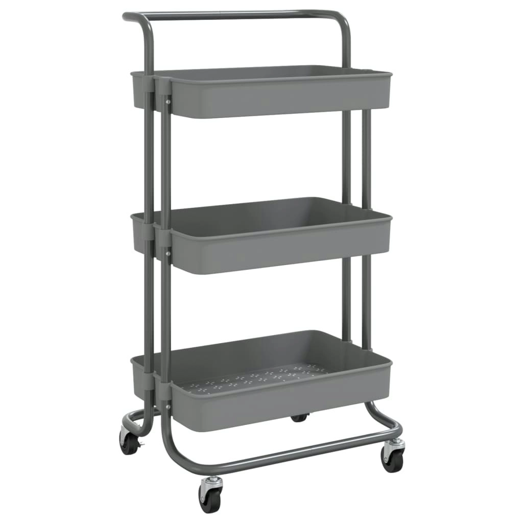 3-Tier Kitchen Trolley Grey 42x35x85 cm Iron and ABS 336337