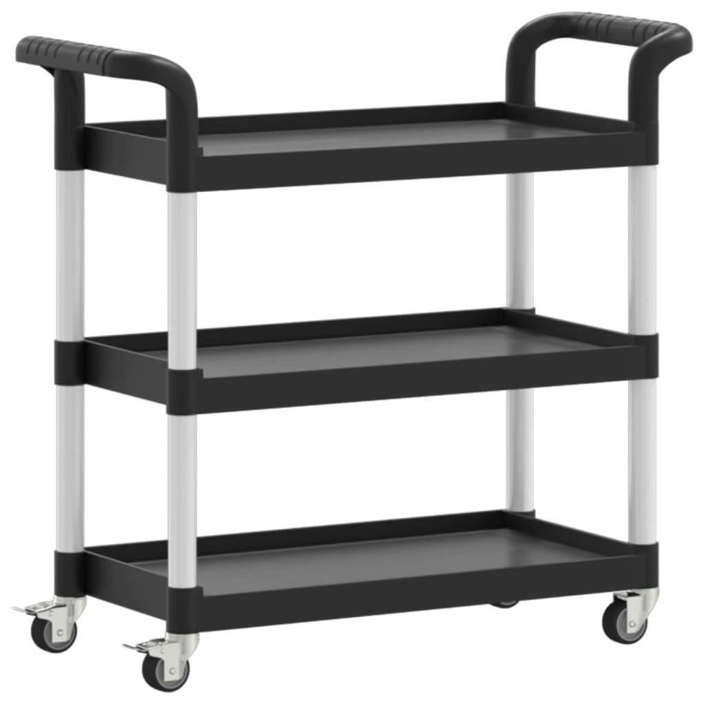 3-Tier Trolley Black 77x34x72 cm Aluminium 30322