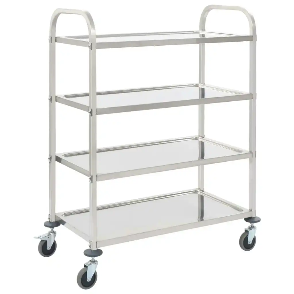 4-Tier Kitchen Trolley 107x55x125 cm Stainless Steel 50916