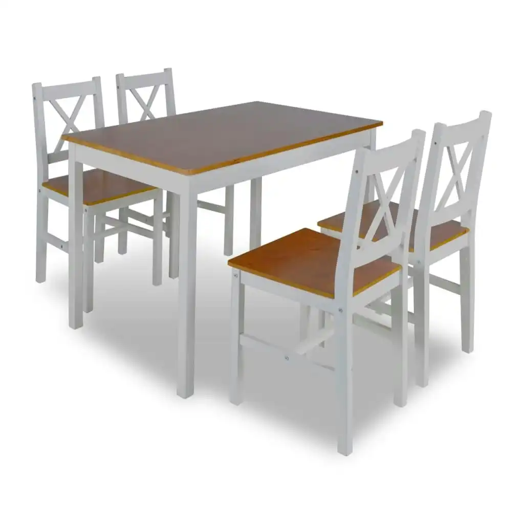 5 Piece Dining Set Brown and White 240884