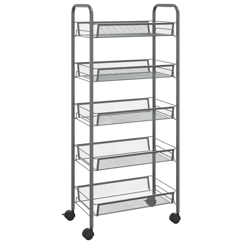 5-Tier Kitchen Trolley Grey 46x26x105 cm Iron 336330