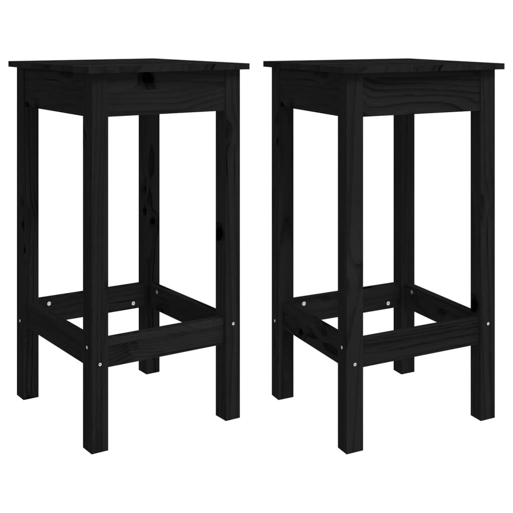 Bar Chairs 2 pcs Black 40x40x78 cm Solid Wood Pine 822141