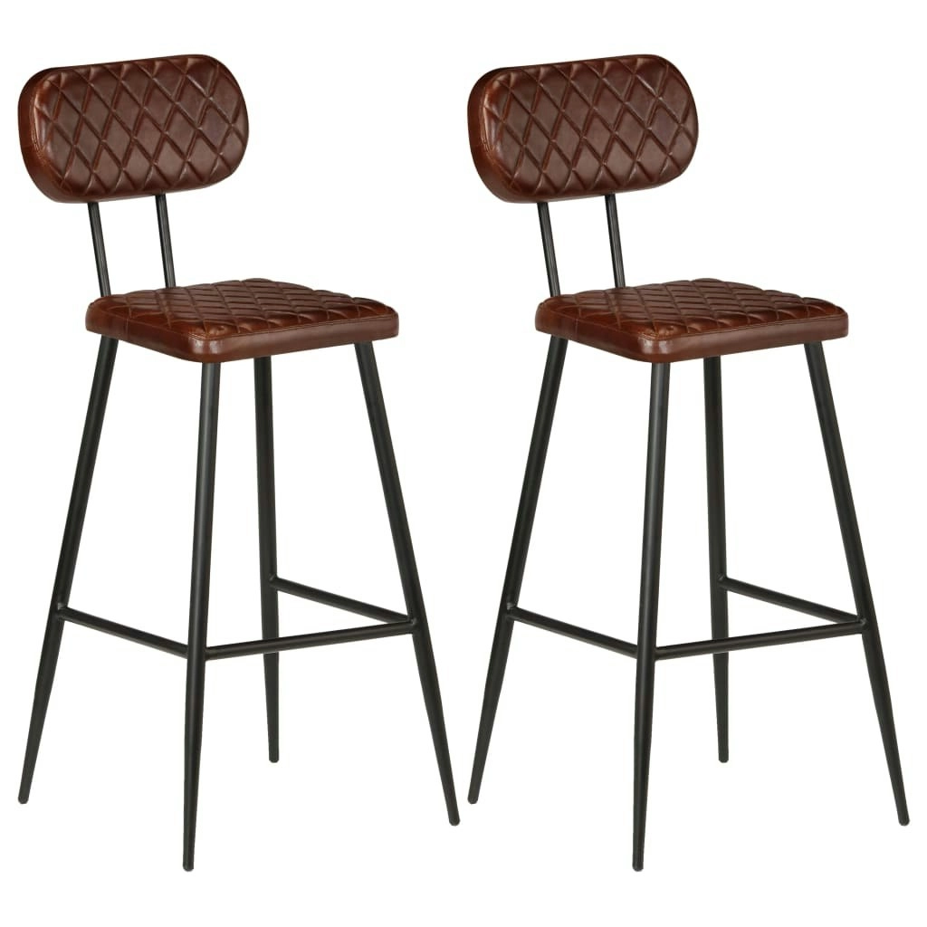 Bar Chairs 2 pcs Brown Real Leather 246375