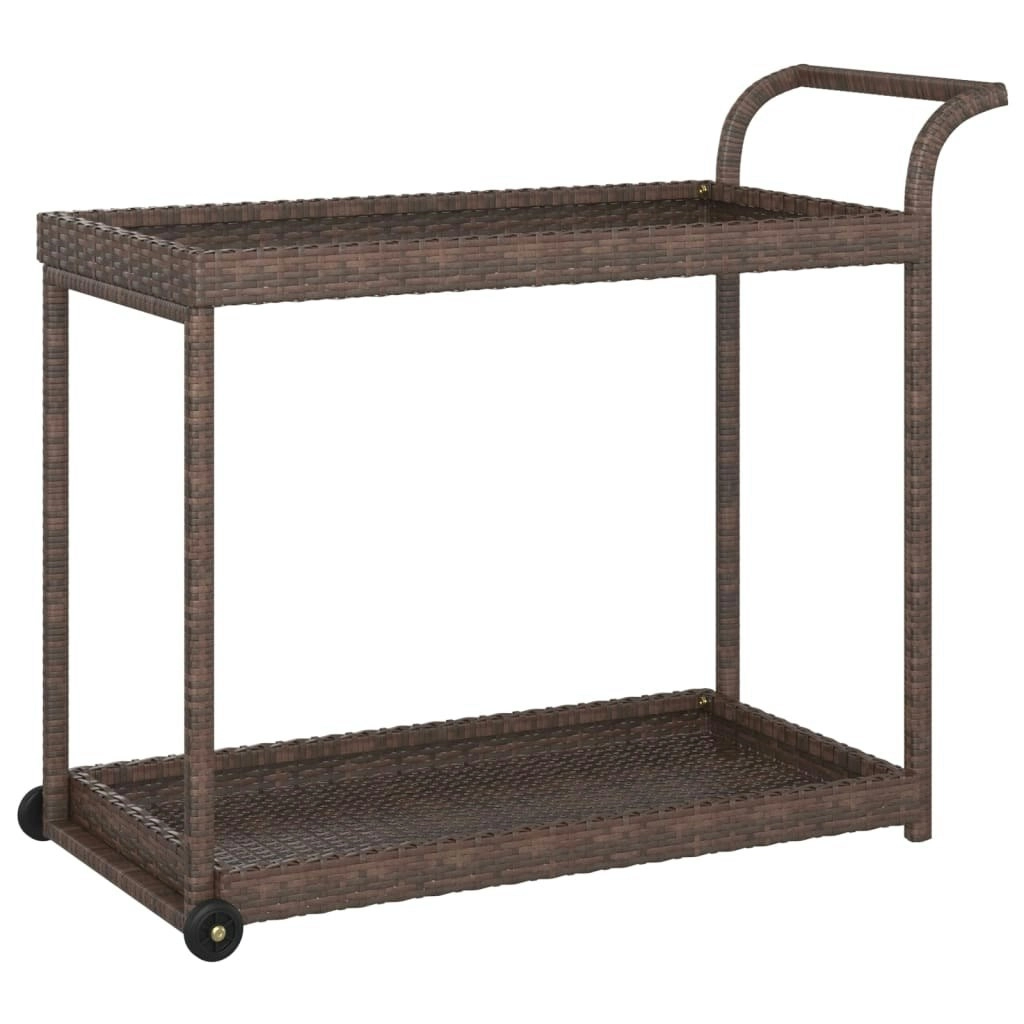 Bar Cart Brown 100x45x83 cm Poly Rattan 316665