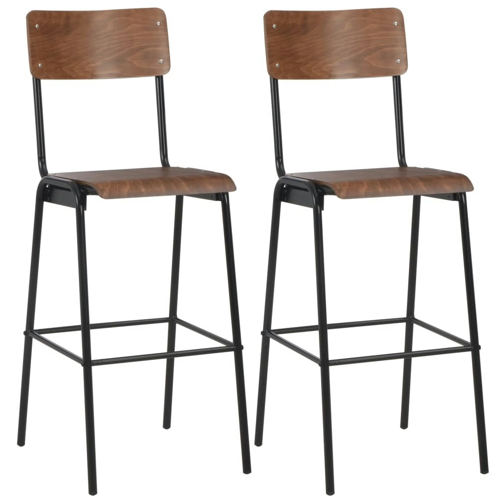 Bar Chairs 2 pcs Brown Solid Plywood Steel 280079