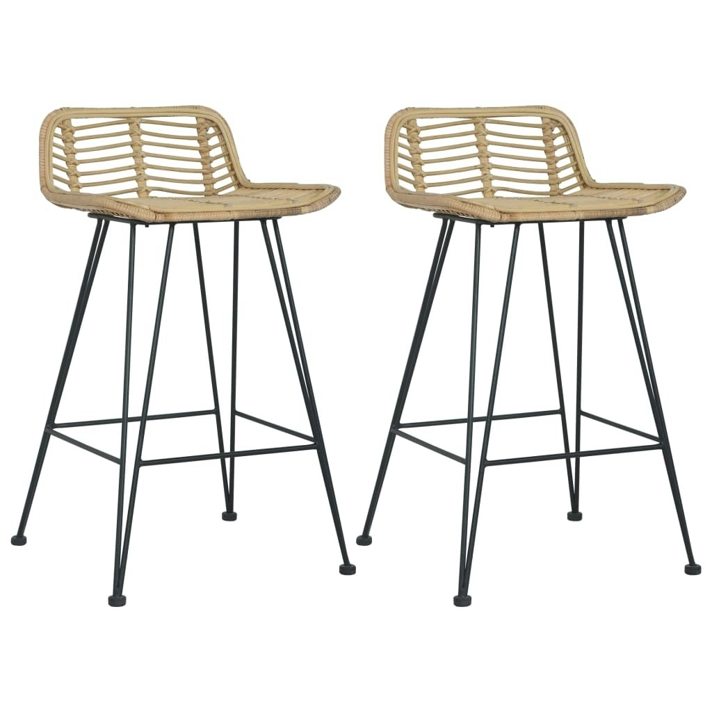 Bar Chairs 2 pcs Natural Rattan 285232