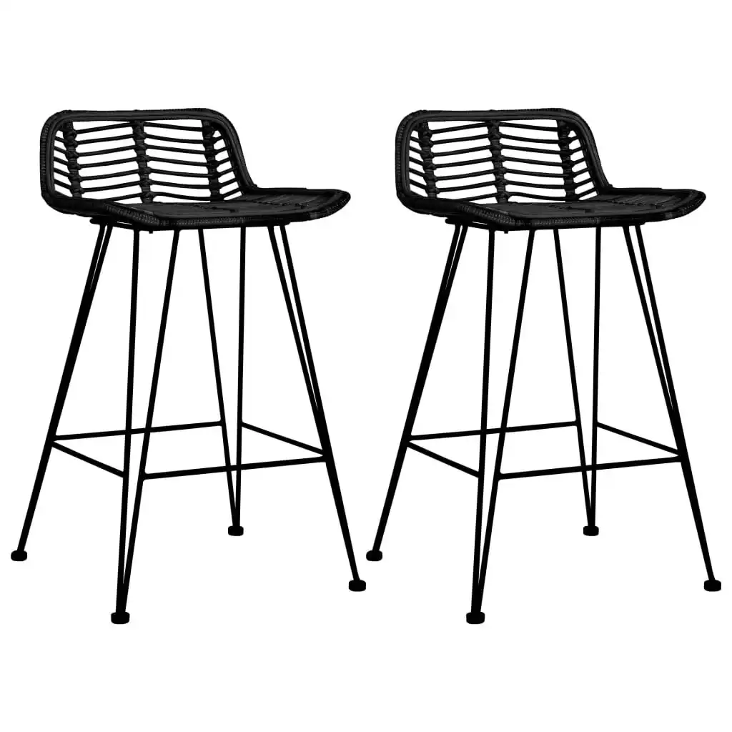 Bar Chairs 2 pcs Black Rattan 285233