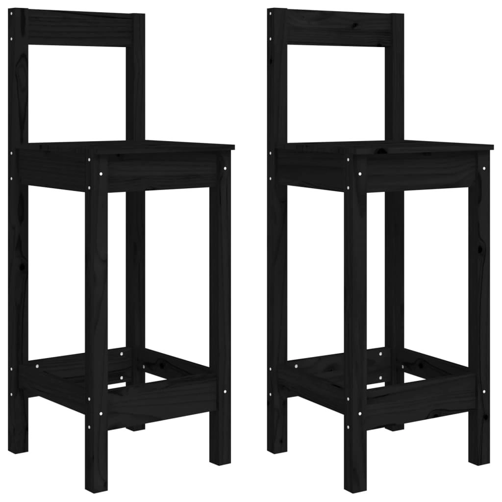 Bar Chairs 2 pcs Black 40x41.5x112 cm Solid Wood Pine 822146