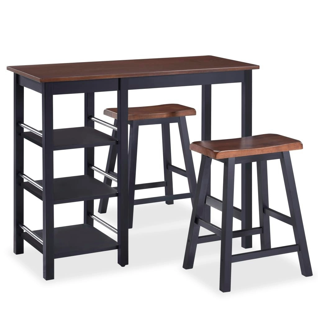 Bar Set 3 Pieces MDF Black 245363