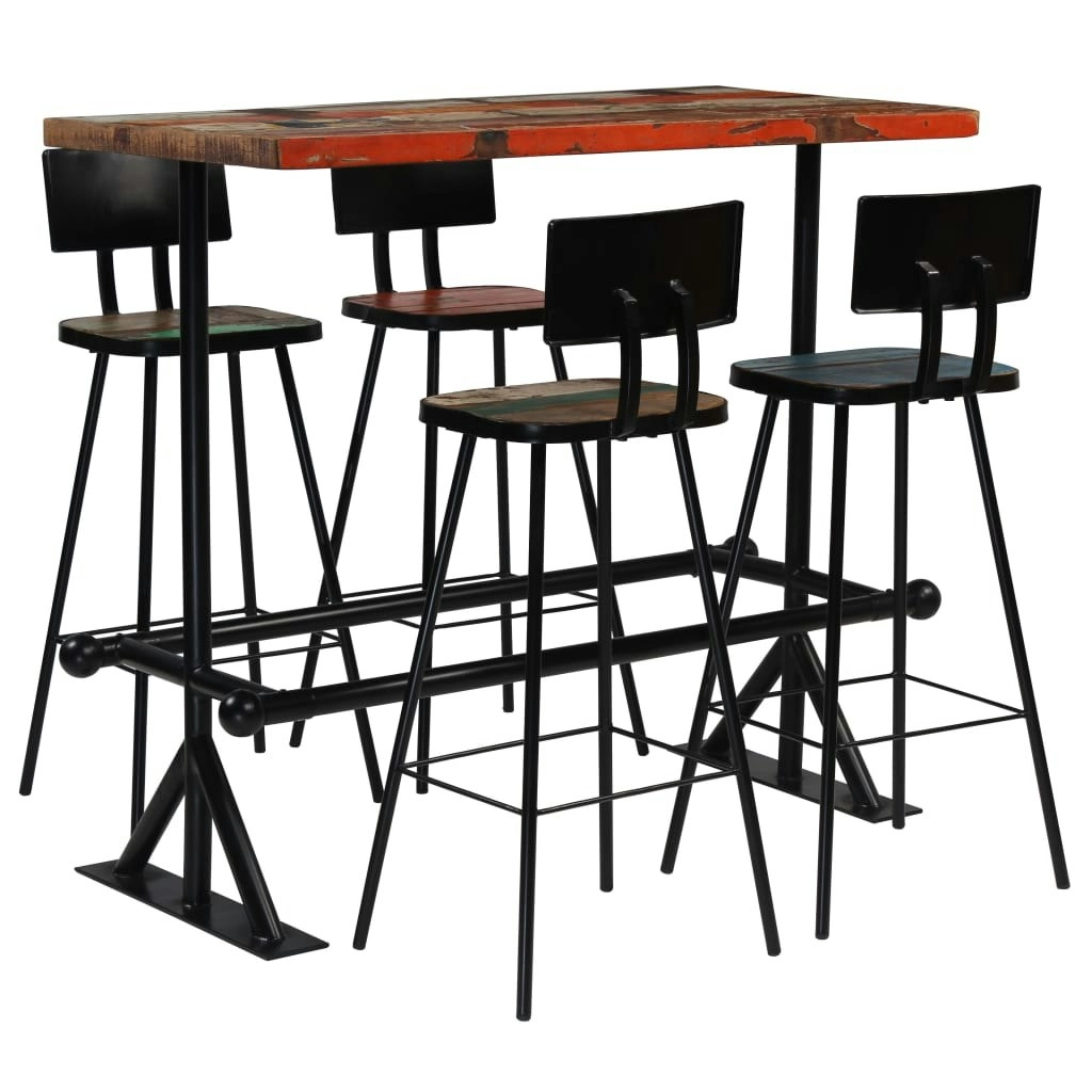 Bar Set 5 Piece Solid Reclaimed Wood Multicolour 245399