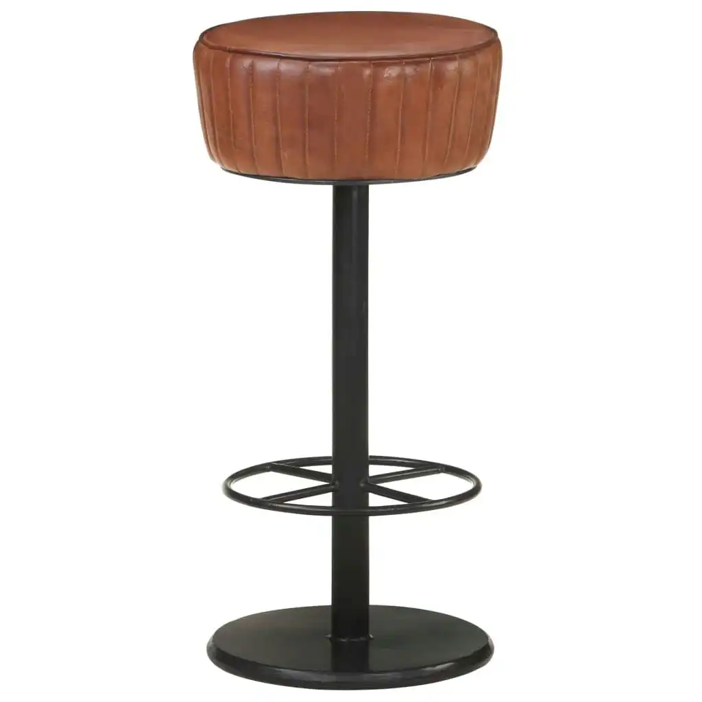 Bar Stool Brown Real Leather 321871