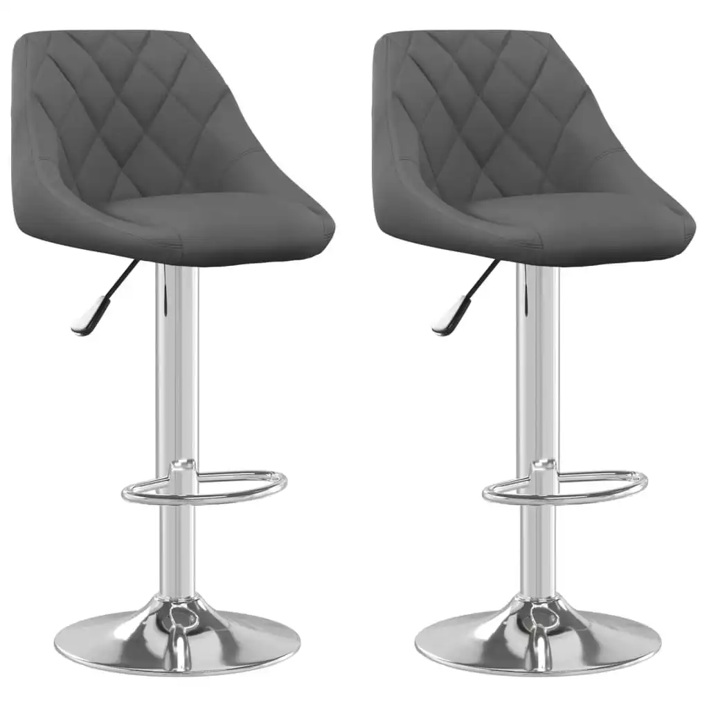 Bar Stool 2 Pcs Dark Grey Velvet 335306