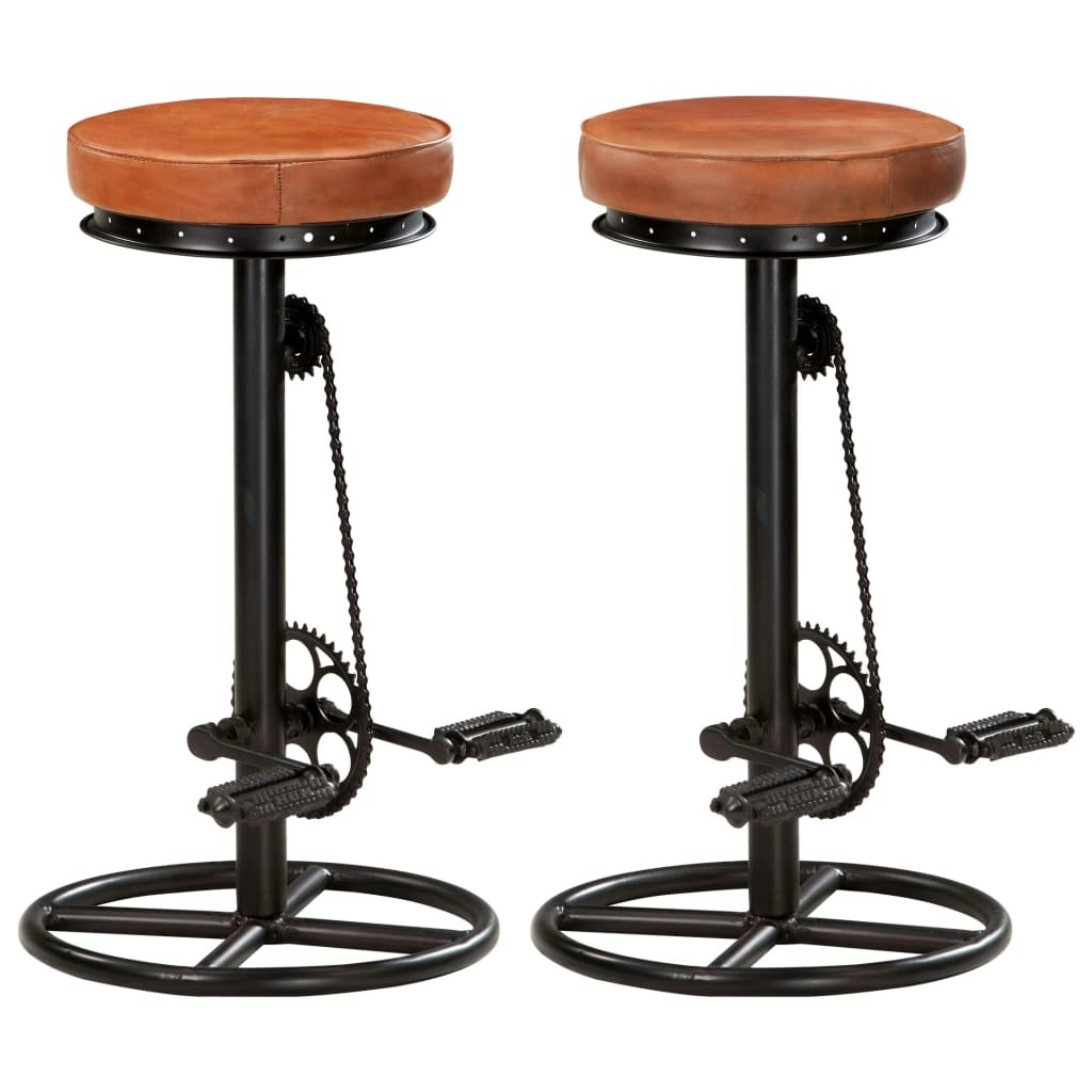 Bar Stools 2 pcs Black and Brown Real Goat Leather 286967