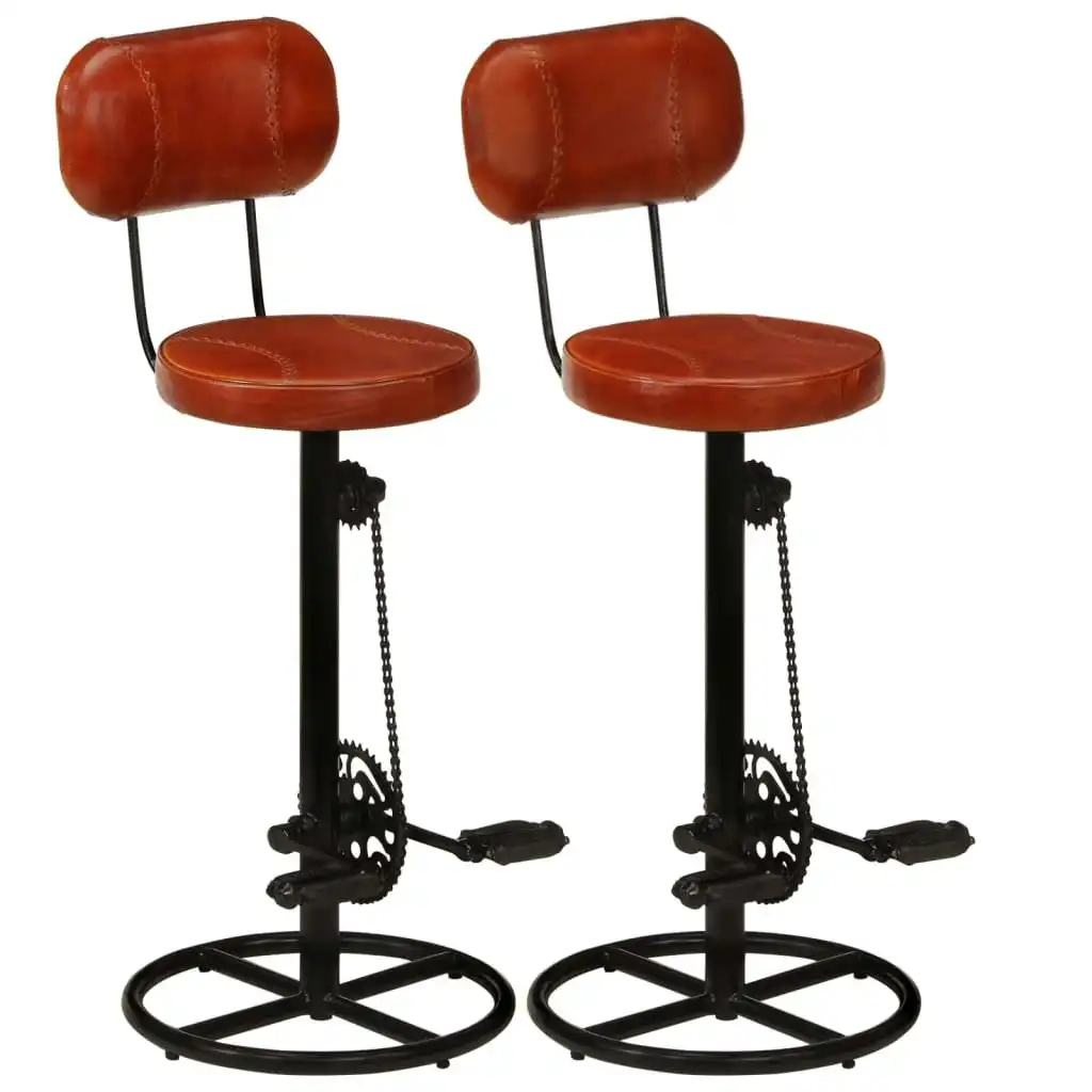 Bar Stools 2 pcs Black and Brown Real Goat Leather 338215