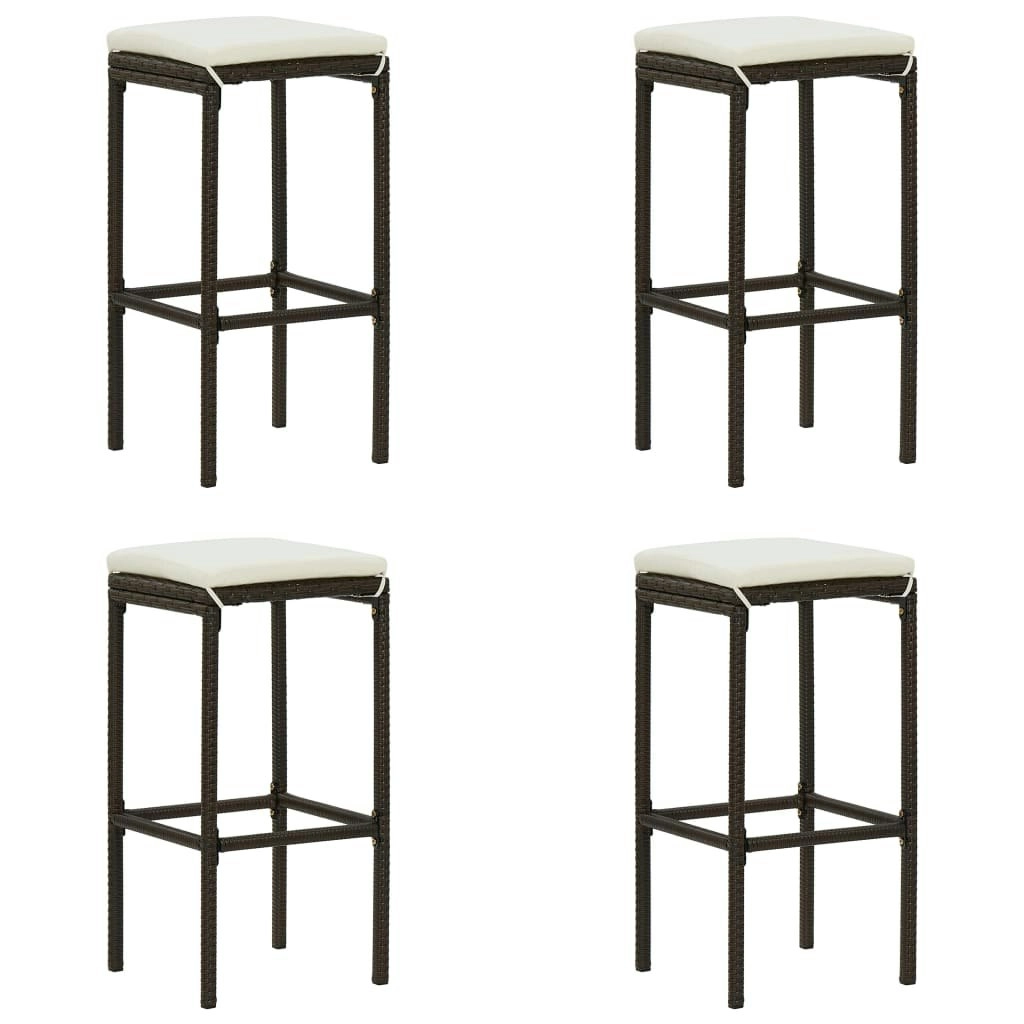 Bar Stools with Cushions 4 pcs Brown Poly Rattan 313445