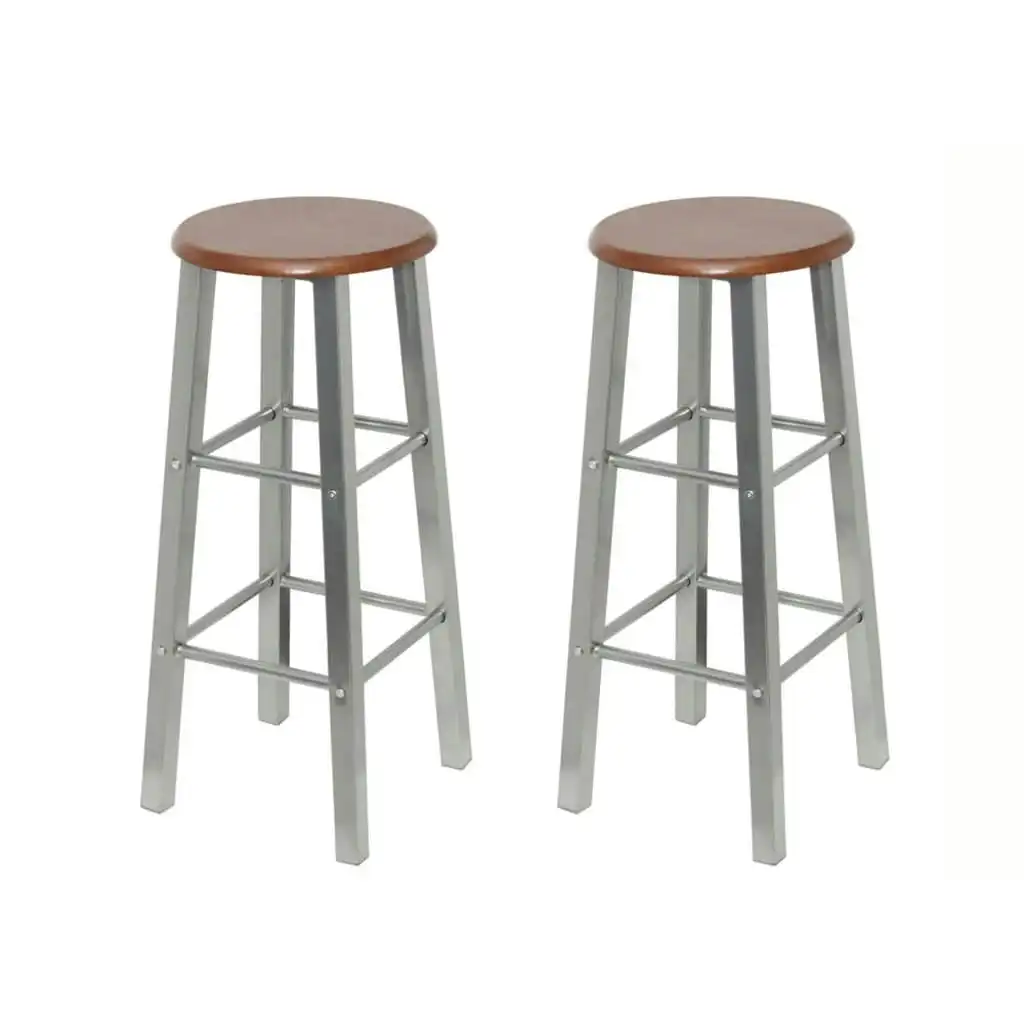 Bar Stools 2 pcs Metal with MDF Seat 60562