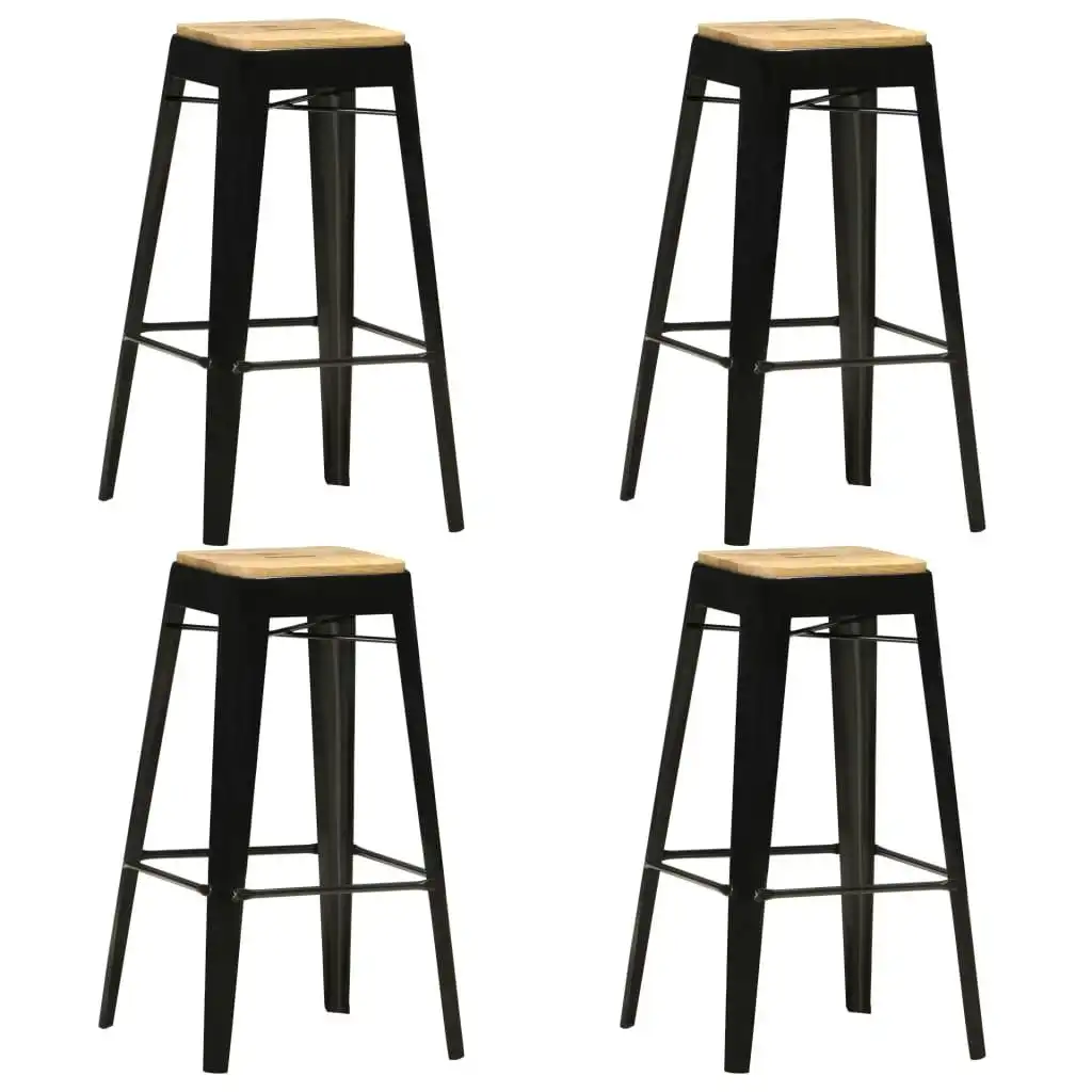 Bar Stools 4 pcs Black Solid Mango Wood 286132