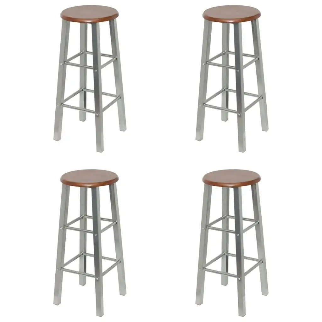 Bar Stools 4 pcs Silver and Brown MDF 277174