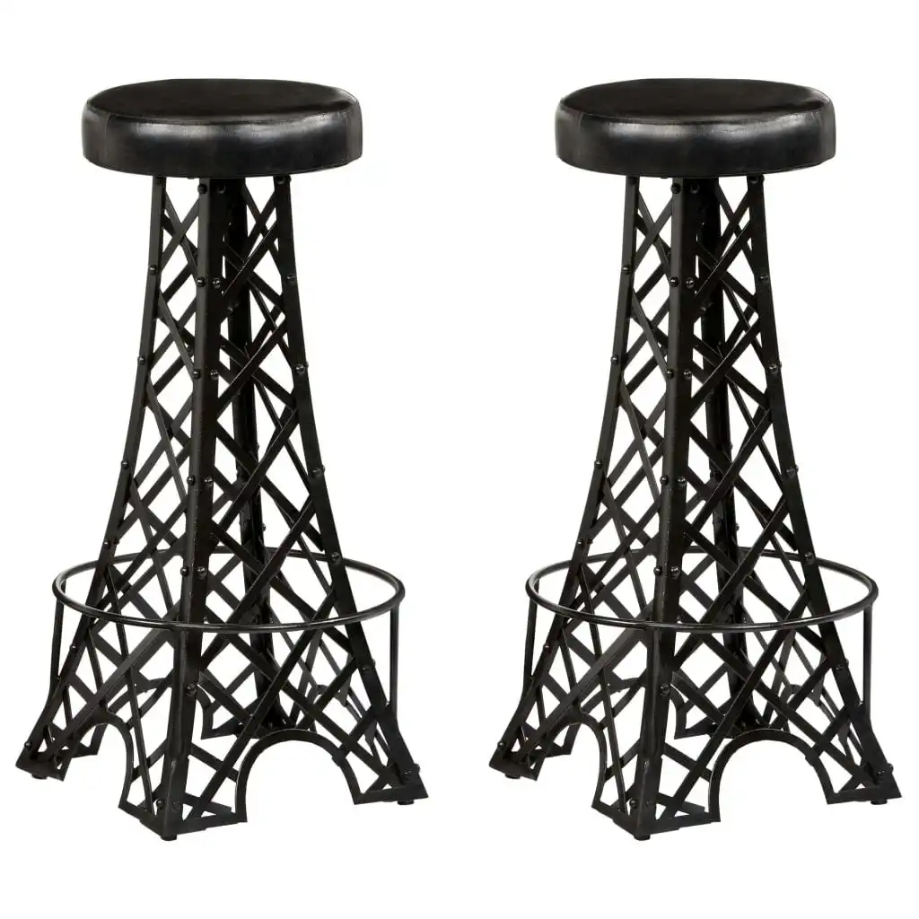 Bar Stools 2 pcs Real Leather 247660