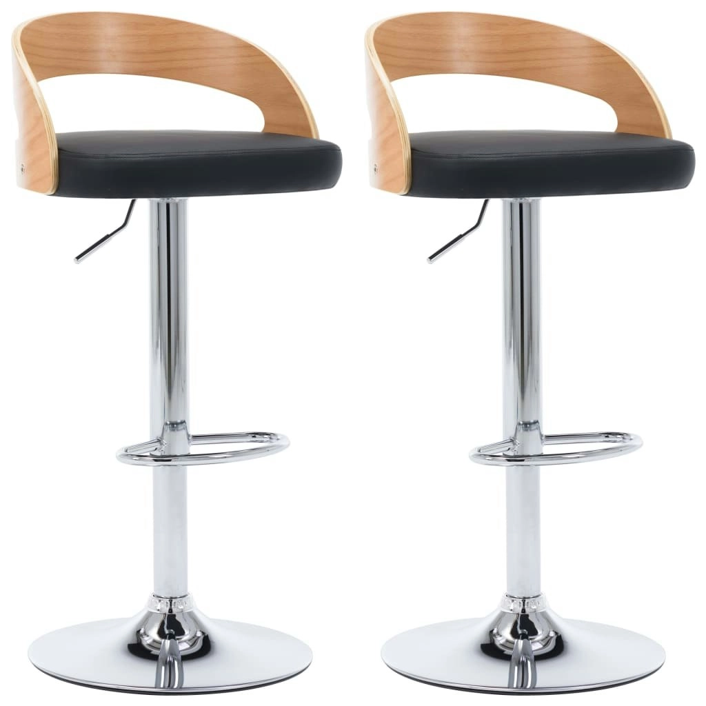 Bar Stools 2 pcs Black Faux Leather and Bentwood 283148