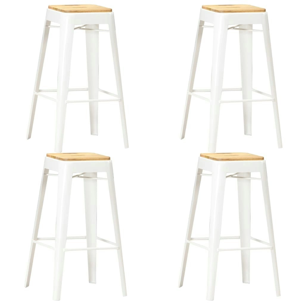 Bar Stools 4 pcs White Solid Mango Wood 286134