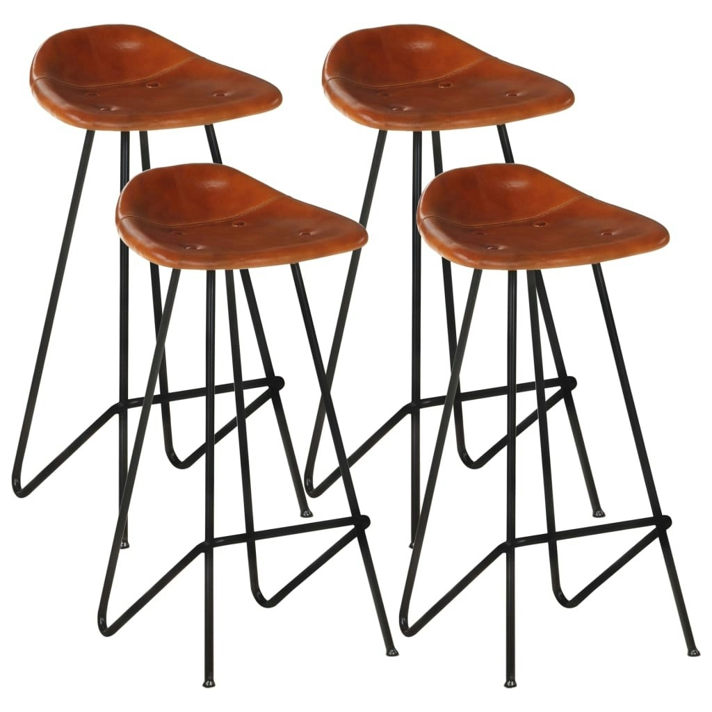 Bar Stools 4 pcs Brown Real Leather 320644