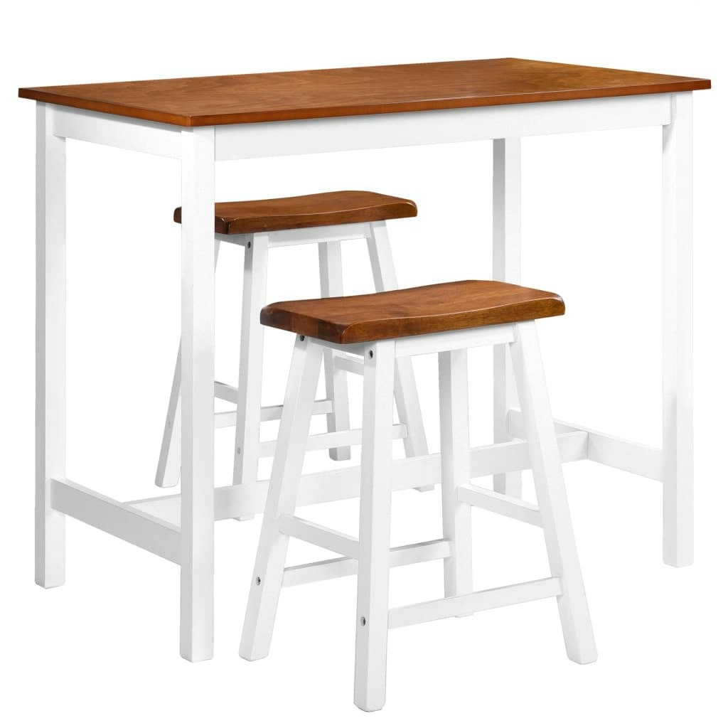 Bar Table and Stool Set 3 Pieces Solid Wood 245547