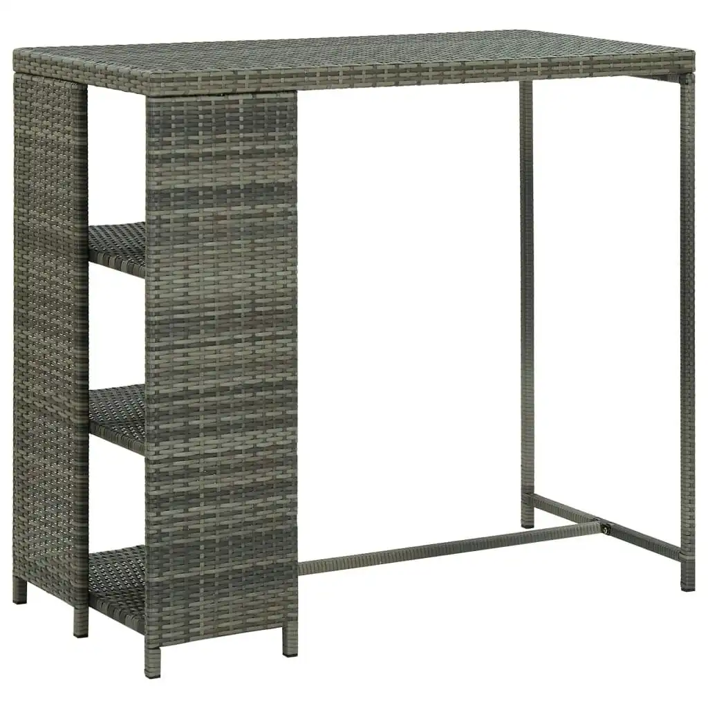 Bar Table with Storage Rack Grey 120x60x110 cm Poly Rattan 313477