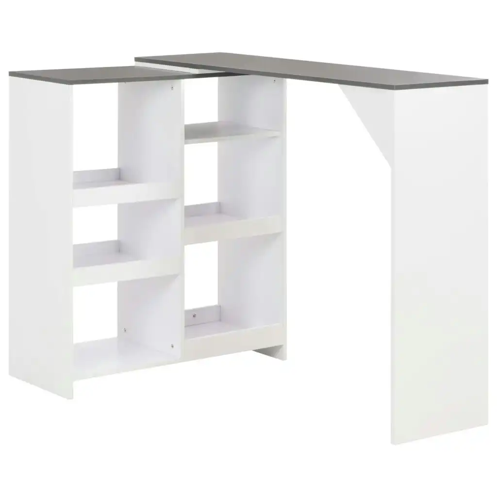 Bar Table with Moveable Shelf White 138x39x110 cm 280226