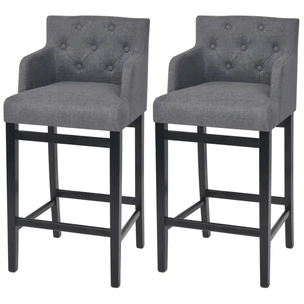 Bar Stools 2 pcs Dark Grey Fabric 244661