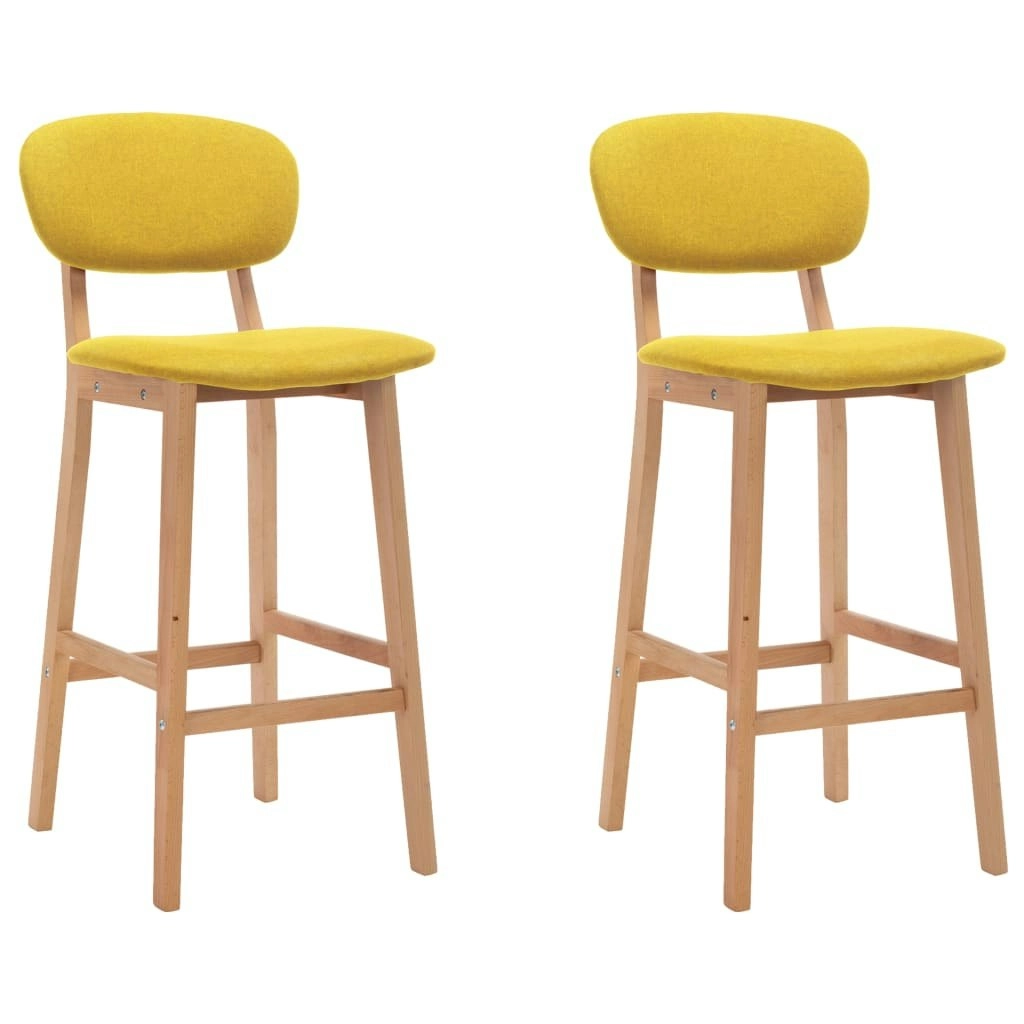 Bar Stools 2 pcs Mustard Yellow Fabric 289374