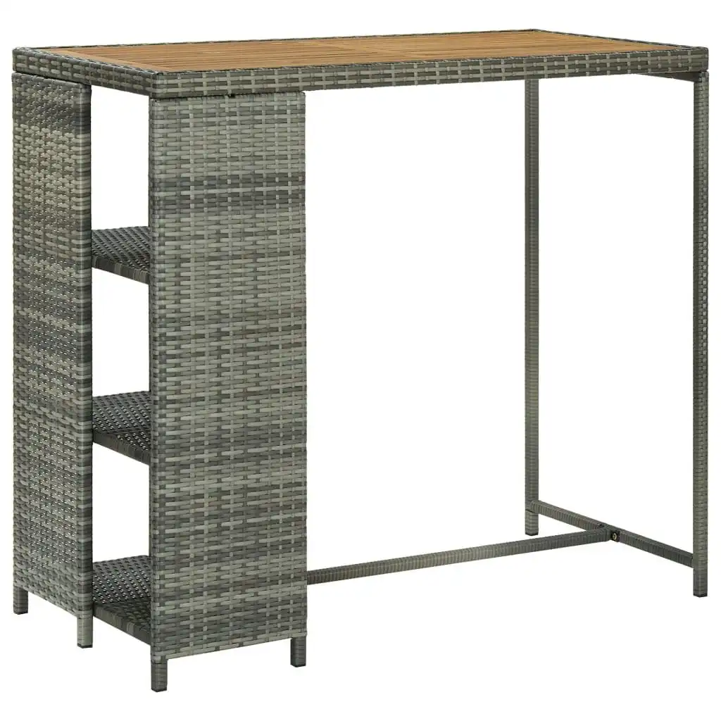 Bar Table with Storage Rack Grey 120x60x110 cm Poly Rattan 313479