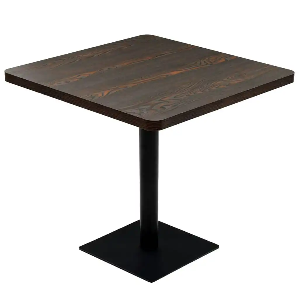 Bistro Table MDF and Steel Square 80x80x75 cm Dark Ash 245611