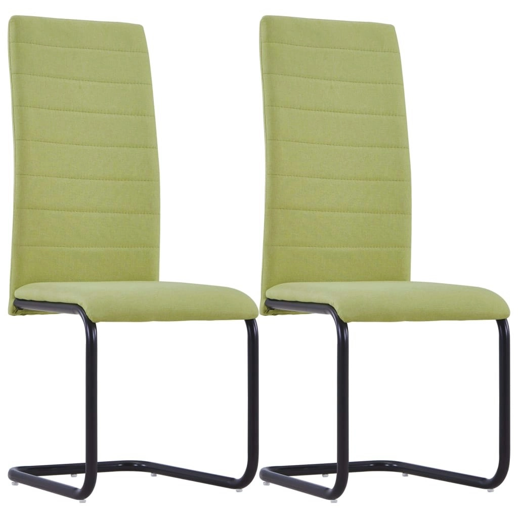 Cantilever Dining Chairs 2 pcs Green Fabric 281813