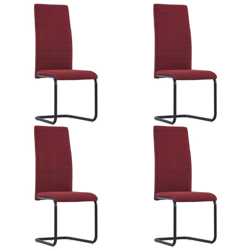 Cantilever Dining Chairs 4 pcs Wine Fabric 281820