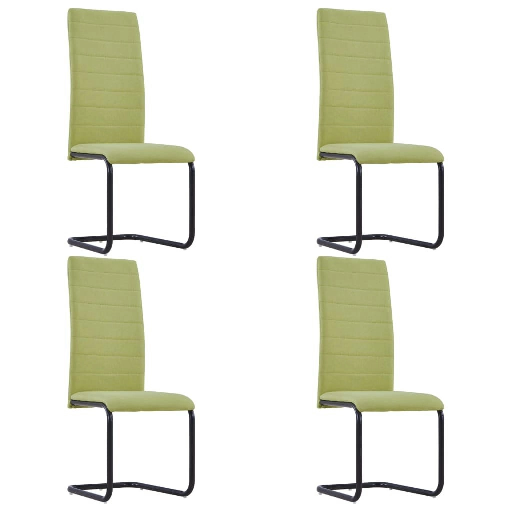 Cantilever Dining Chairs 4 pcs Green Fabric 281814