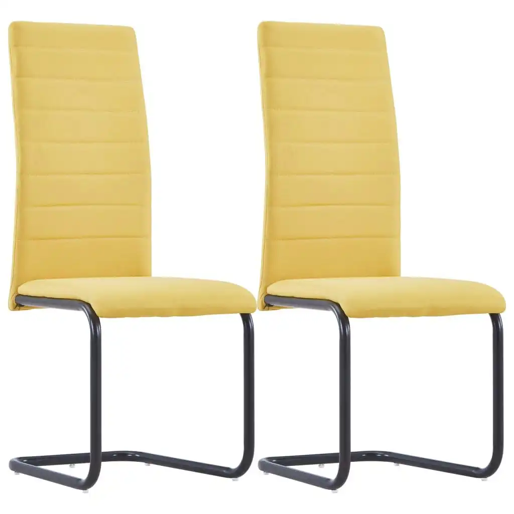 Cantilever Dining Chairs 2 pcs Yellow Fabric 281817