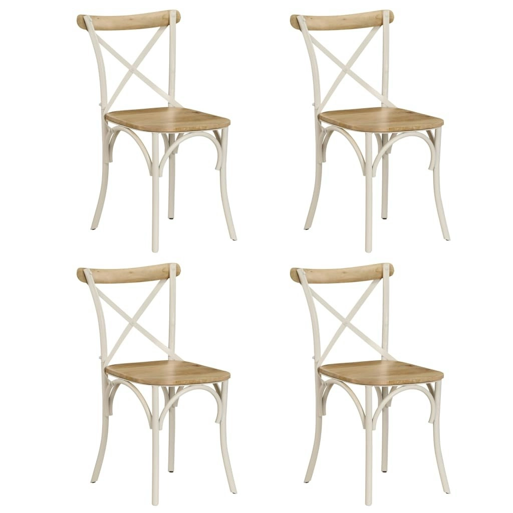 Cross Chairs 4 pcs White Solid Mango Wood 278771