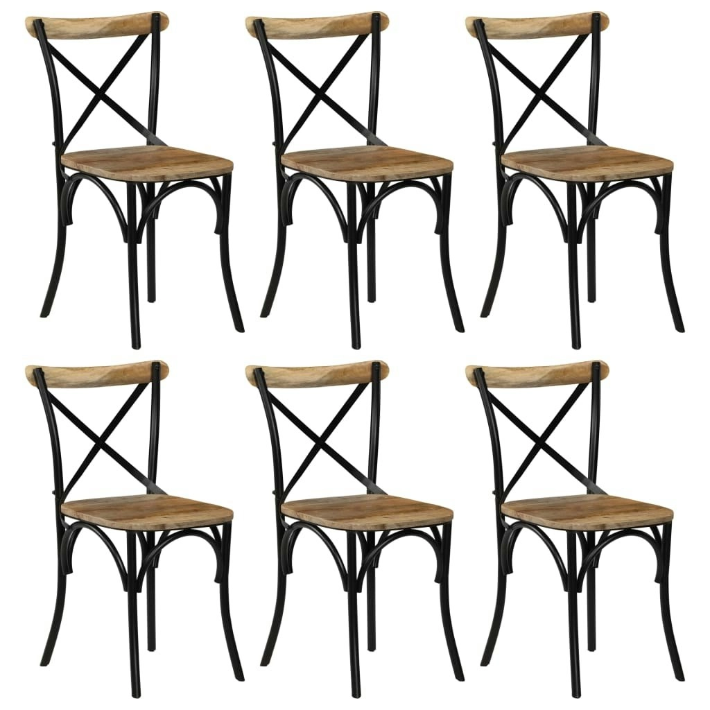 Cross Chairs 6 pcs Black Solid Mango Wood 278774