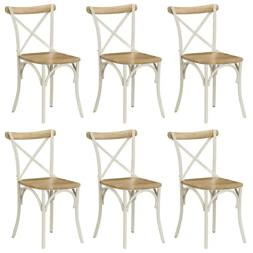 Cross Chairs 6 pcs White Solid Mango Wood 278772