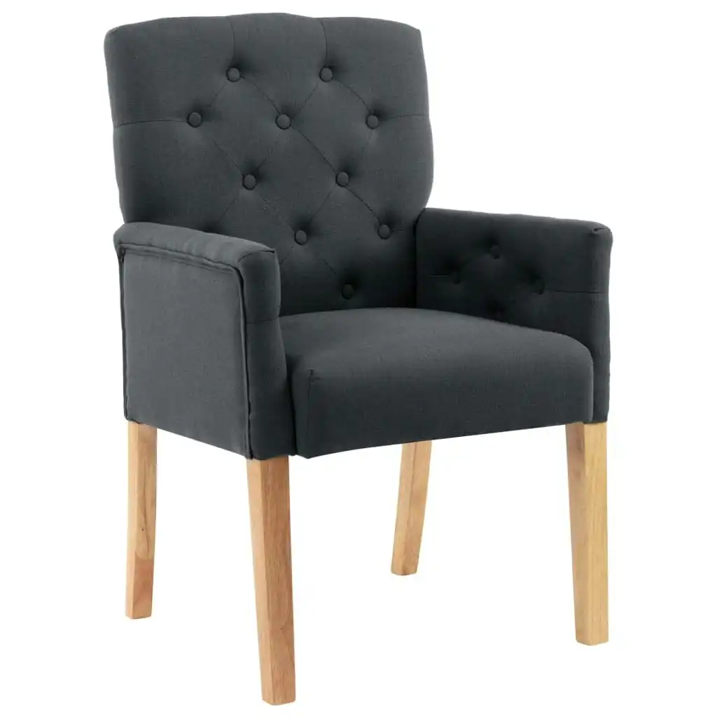 Dining Chair with Armrests Grey Fabric 287940