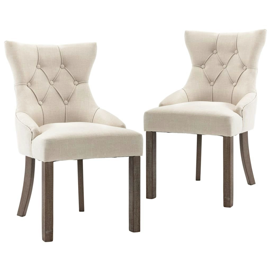 Dining Chairs 2 pcs Beige Fabric 287945