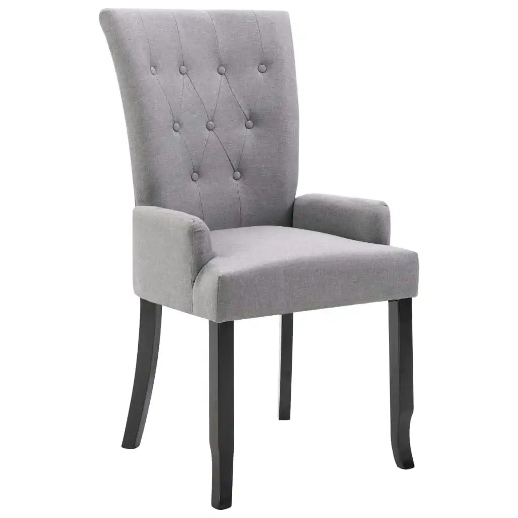 Dining Chair with Armrests Light Grey Fabric 248460