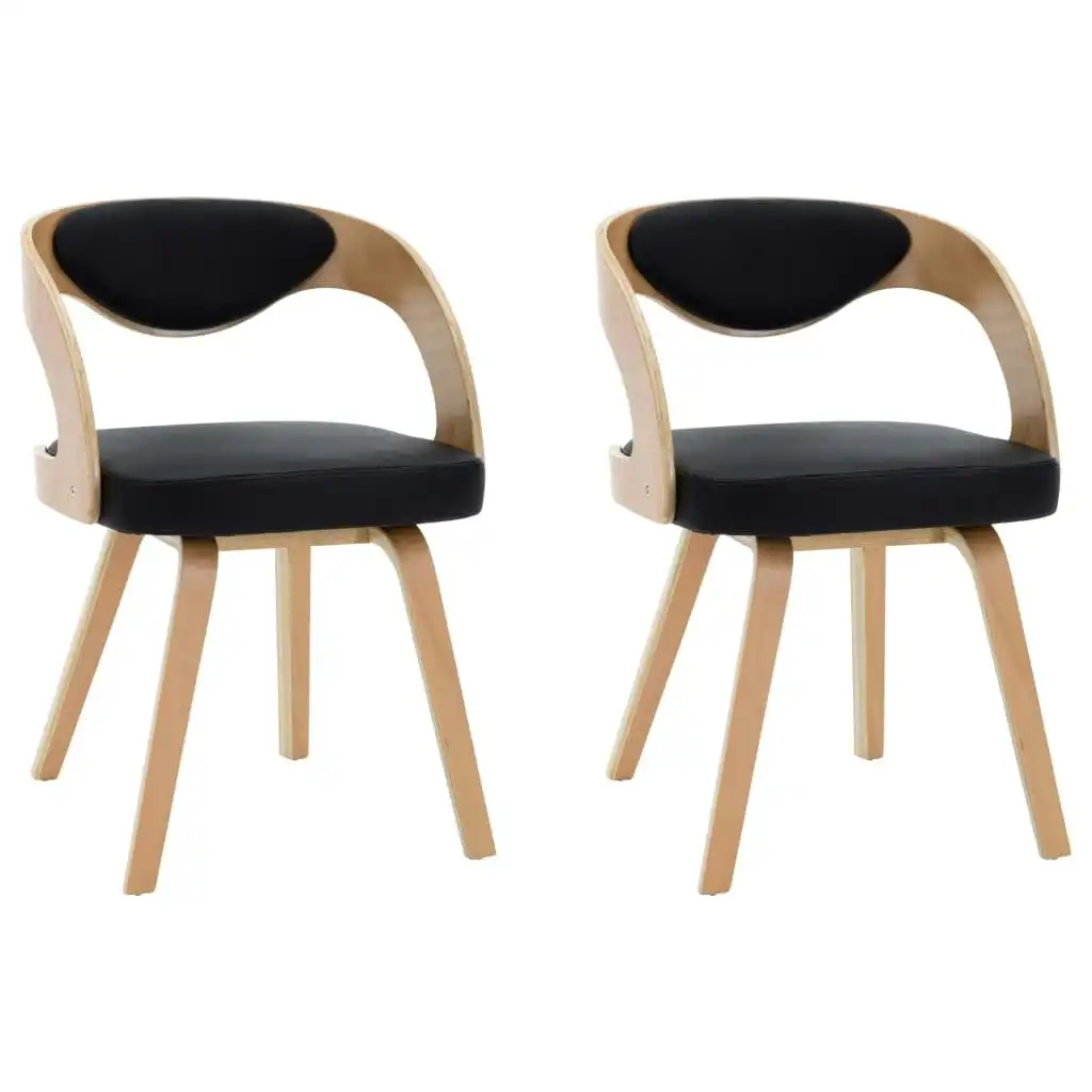 Dining Chairs 2 pcs Black Bent Wood and Faux Leather 283105