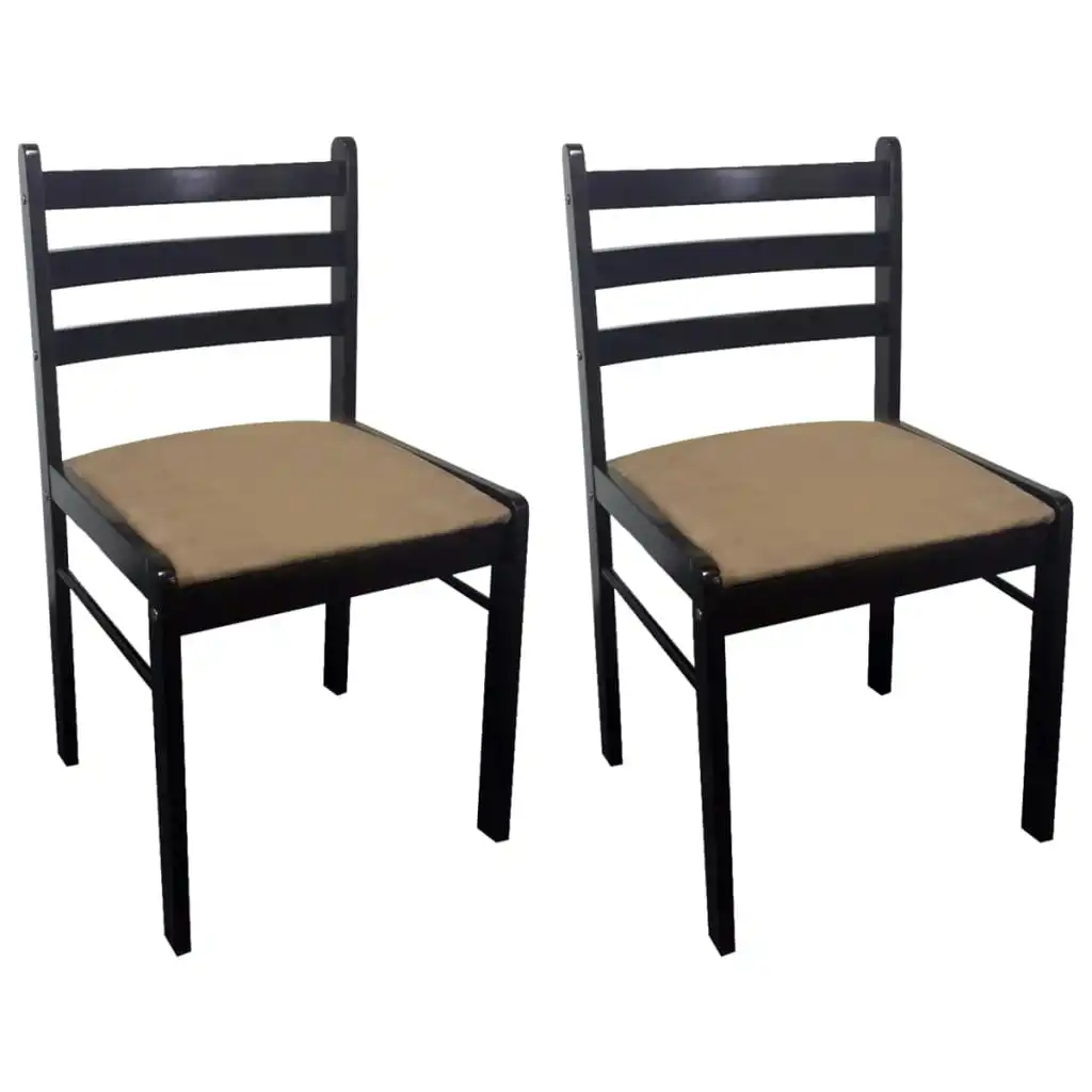 Dining Chairs 2 pcs Brown Solid Rubber Wood and Velvet 242028